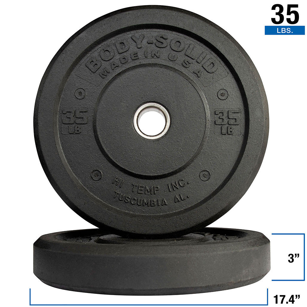 Body-Solid OBPH35 35 lb Black Bumper Plates 17.375", Full Commercial Made in USA, view 2