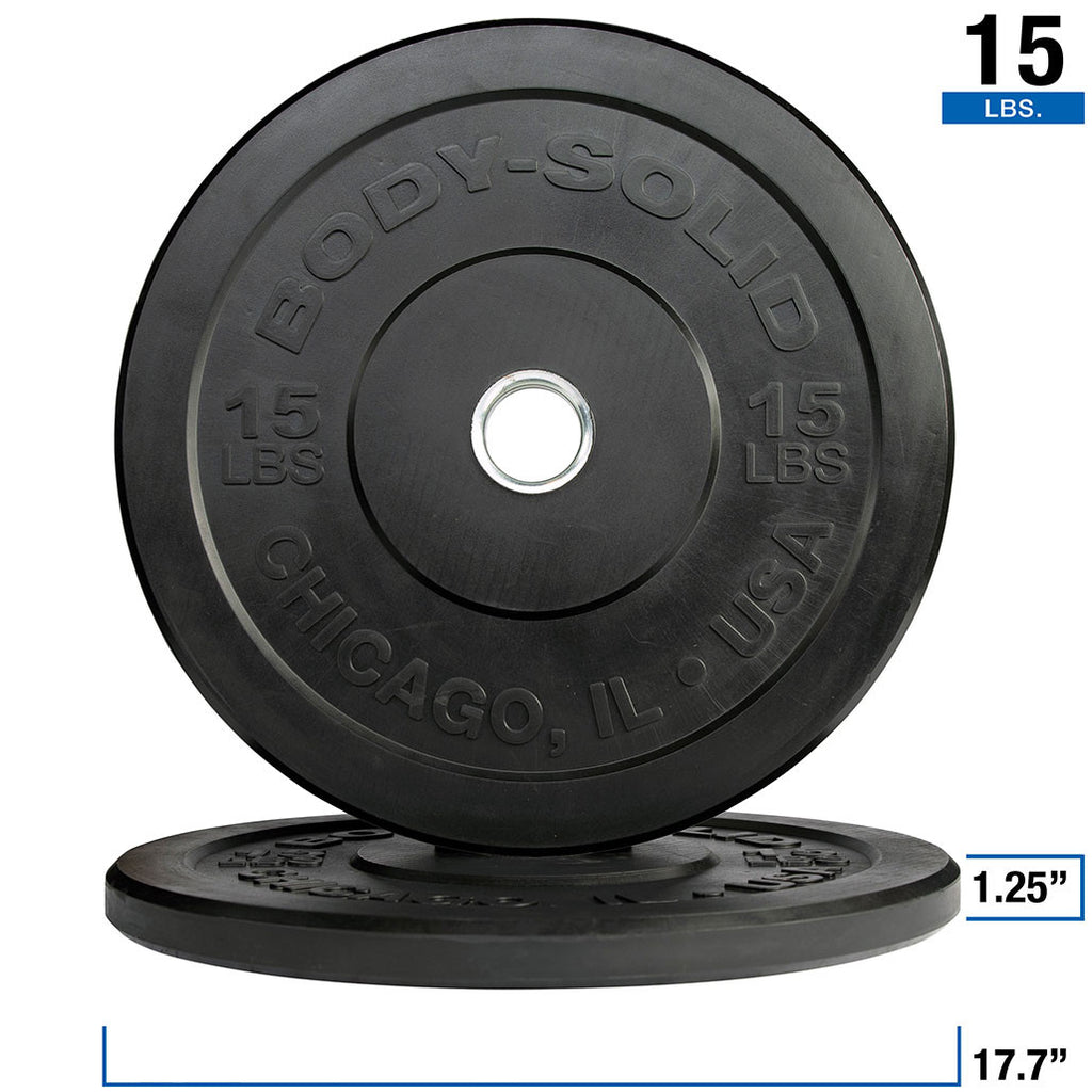 Body-Solid OBPX15 Black 15 lb Chicago Extreme Bumper, 17.72", Full Commercial, 1 Year Warranty, view 2
