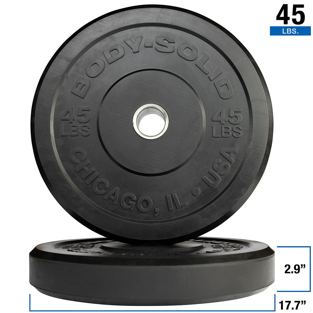 Body-Solid OBPX45 Chicago Extreme Black Bumper Plate 45 lb (Pair), view 2