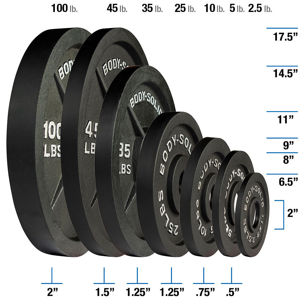 Body-Solid OPB100 Black Cast Oly Plate 100lb