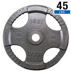 Body-Solid OPT45 Gray Cast Grip Olympic Plate 45 lb (Pair), view 2
