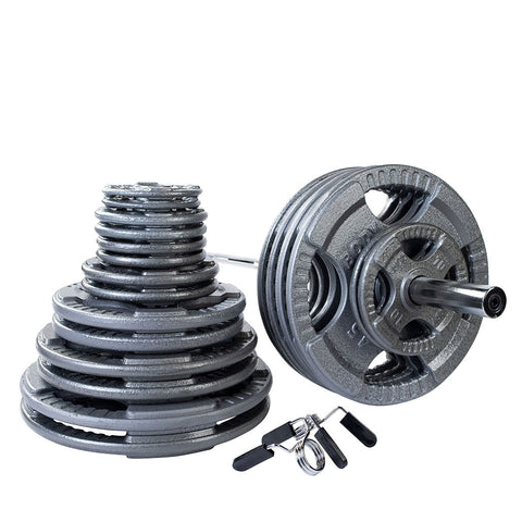 Body-Solid OST500S 500 LB Cast Grip Oly Set, Chrome Bar