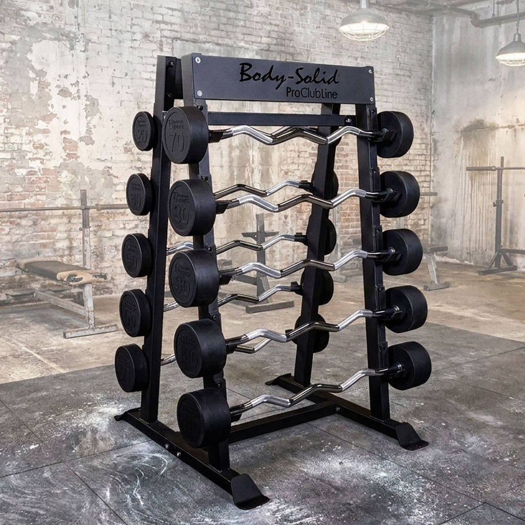 Body-Solid Pro ClubLine SBBR100 Fixed Barbell, Fixed Curl Bar Rack, view 3