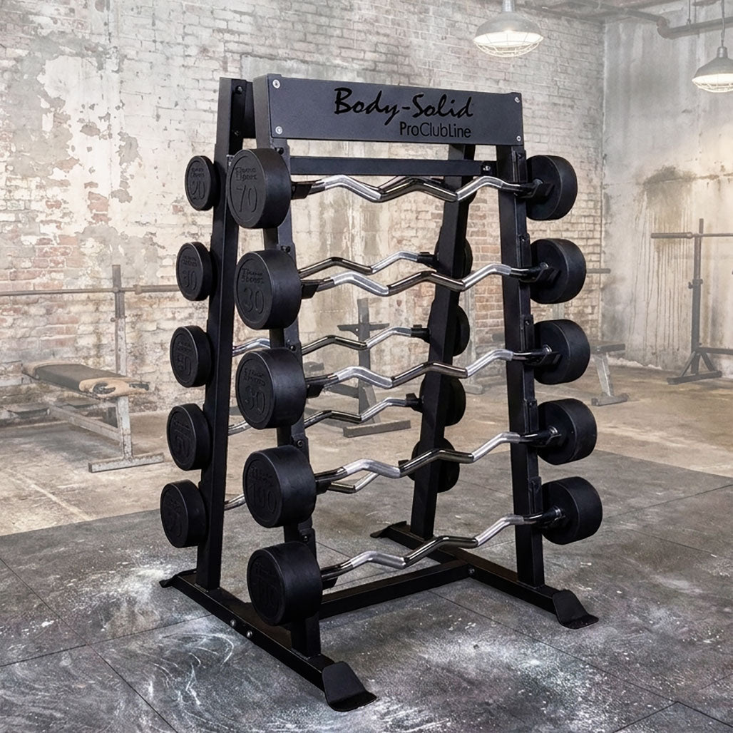 Body-Solid Pro ClubLine SBBR100 Fixed Barbell, Fixed Curl Bar Rack, view 3