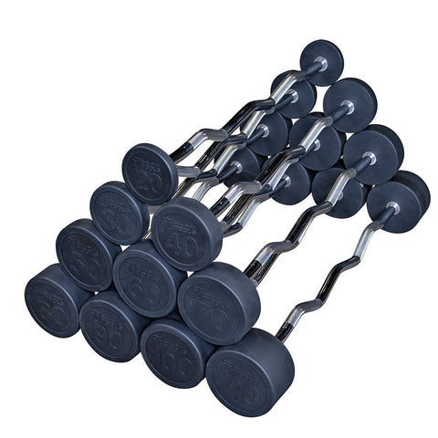 Body-Solid SBZS650 Rubber Coated Fixed Curl Barbell Pack, (1 each, 20, 30, …110lb) 10 total