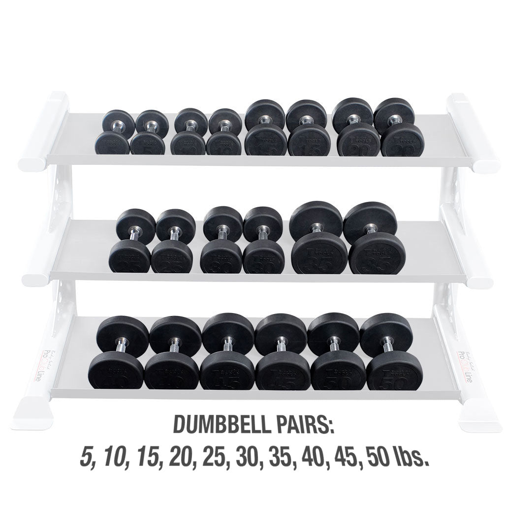 Body-Solid SDPS550 Rubber Round Dumbbell 5-50lb pairs, view 3