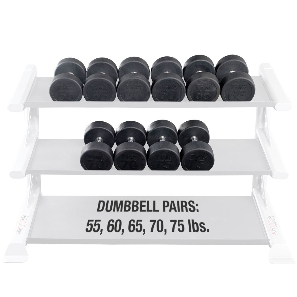Body-Solid SDPS650 Rubber Round Dumbbell 55-75lb pairs, view 3