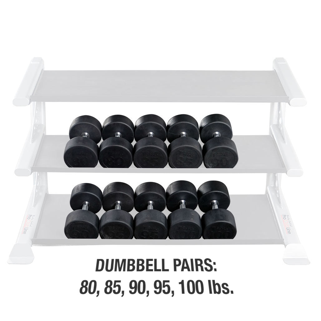 Body-Solid SDPS900 Rubber Round Dumbbell 80-100lb pairs, view 3
