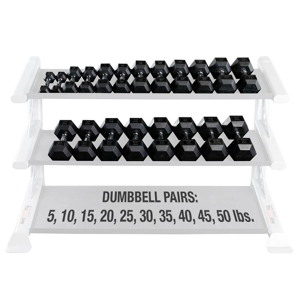 Body-Solid SDRS550 Rubber Hex Dumbbell 5-50lb pairs, view 3