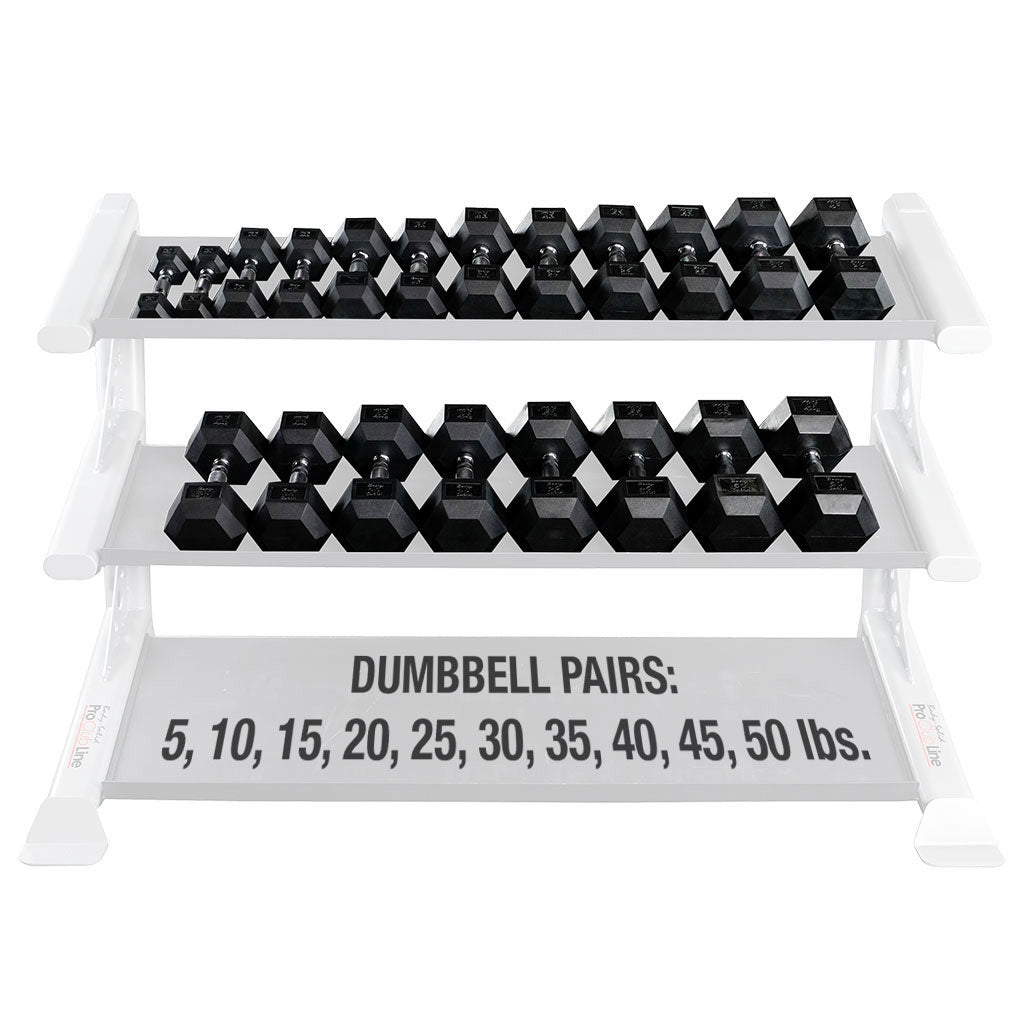 Body-Solid SDRS550 Rubber Hex Dumbbell 5-50lb pairs, view 3