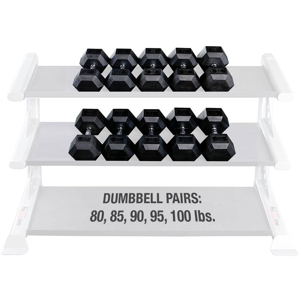 Body-Solid SDRS900 Rubber Hex Dumbbell 80-100lb pairs, view 3