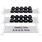 Body-Solid SDRS900 Rubber Hex Dumbbell 80-100lb pairs, view 3