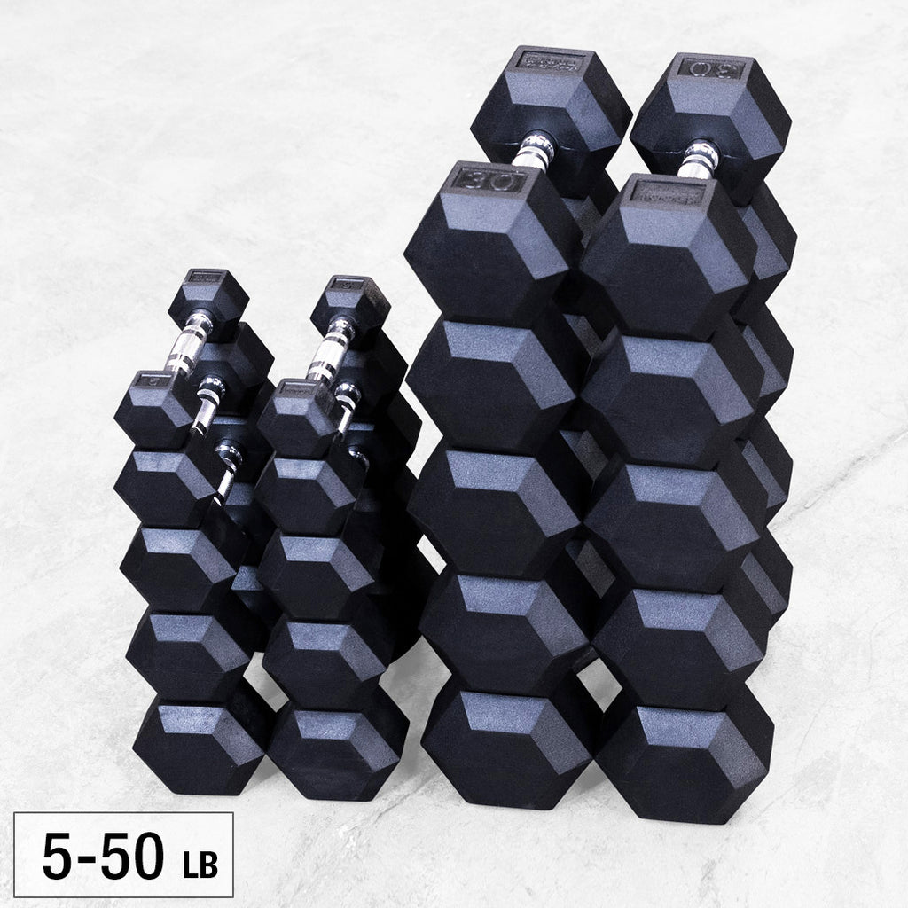 Body-Solid SDRS550 Rubber Hex Dumbbell 5-50lb pairs, view 4