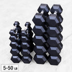 Body-Solid SDRS550 Rubber Hex Dumbbell 5-50lb pairs, view 4