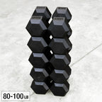 Body-Solid SDRS900 Rubber Hex Dumbbell 80-100lb pairs, view 4