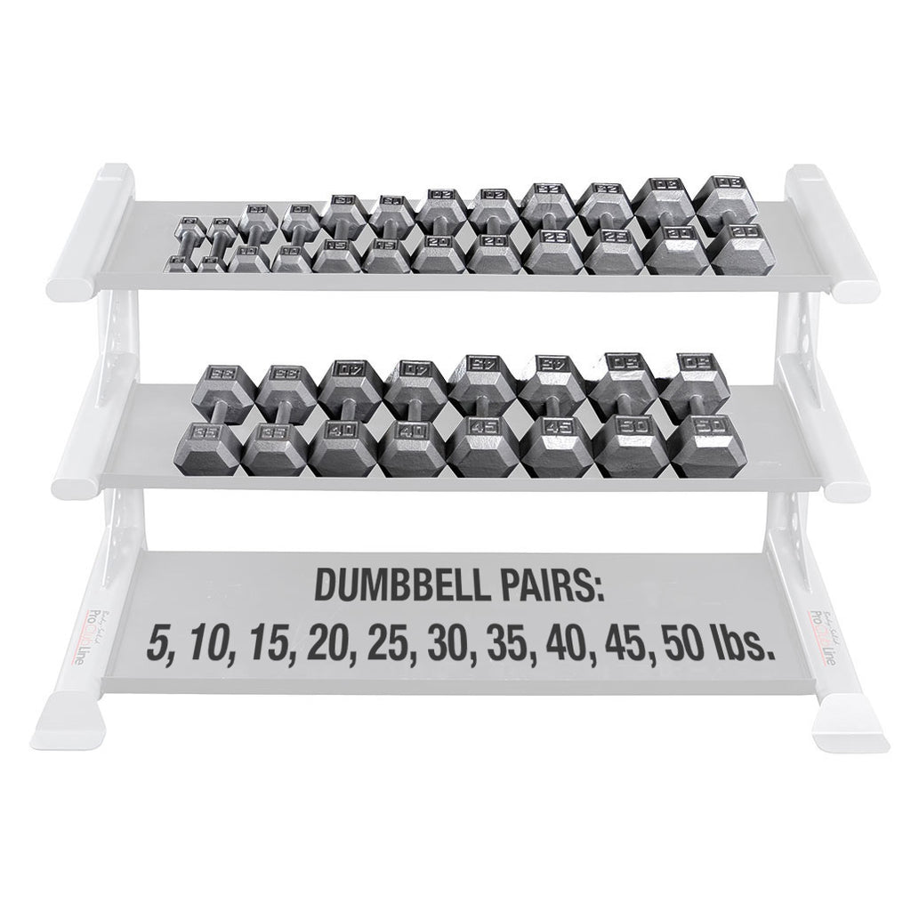 Body-Solid SDS550 5 to 50 lb Gray Hex Dumbbell Set (Pairs), view 3