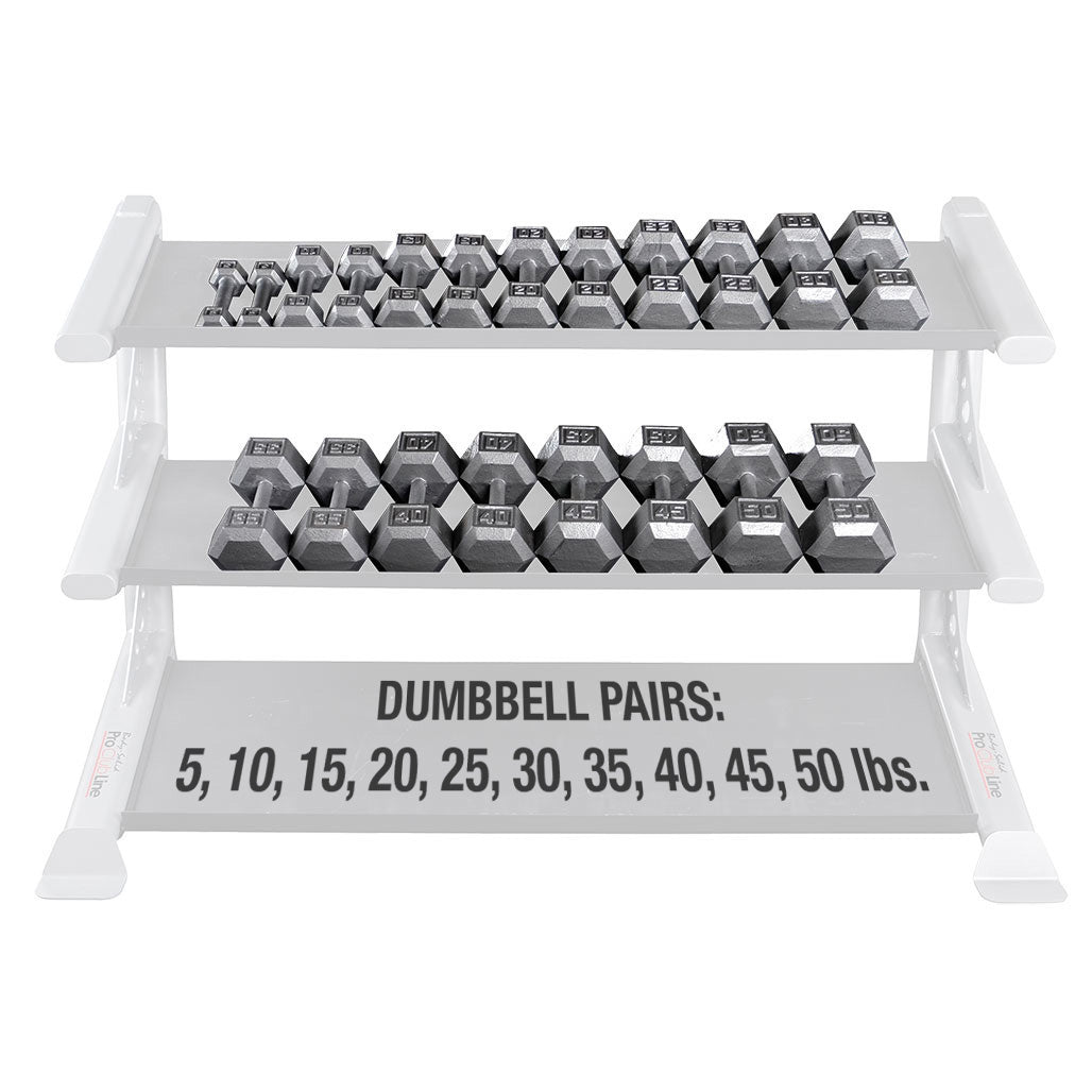 Body-Solid SDS550 5 to 50 lb Gray Hex Dumbbell Set (Pairs), view 3