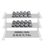 Body-Solid SDS650 55 to 75 lb Gray Hex Dumbbell Set (Pairs), view 3