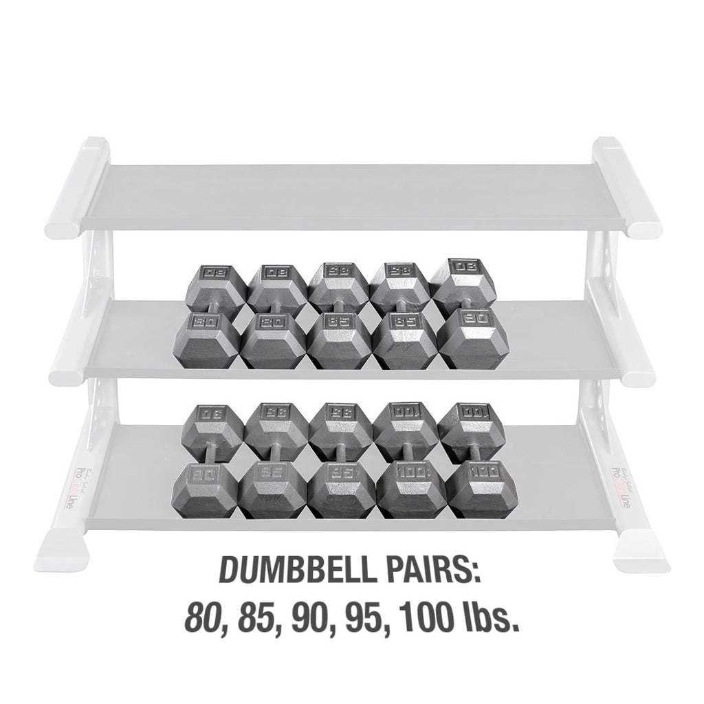 Body-Solid SDS900 80 to 100 lb Gray Hex Dumbbell Set (Pairs), view 3