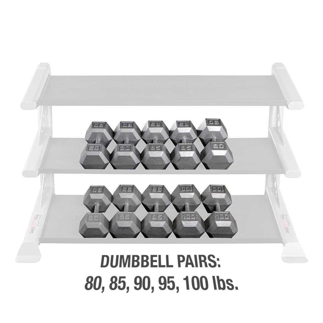 Body-Solid SDS900 80 to 100 lb Gray Hex Dumbbell Set (Pairs), view 3