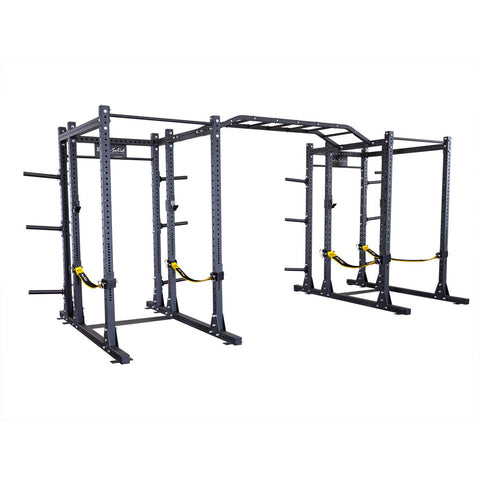 Body-Solid Pro ClubLine SPR1000SSDBBack Double Power Rack with Strap Safeties, Extensions and Monkey Bar