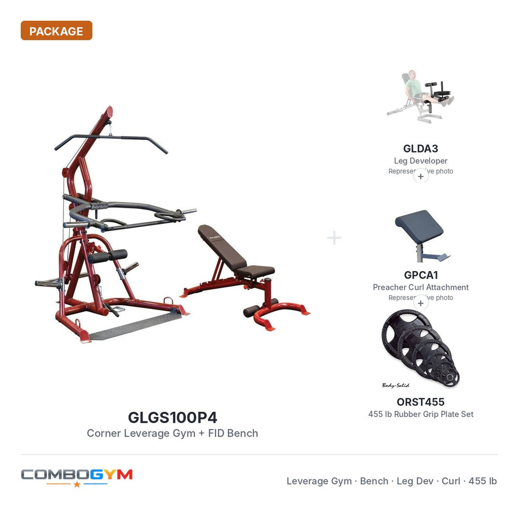 Body-Solid GLGS100P4 Leverage Corner Gym 455lbs Fully Loaded with attach. – package contents