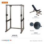 Body-Solid GPR378 Power Rack with Heavy GFID71 Bench, 500lb. Weight Set – package contents