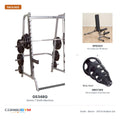 Body-Solid GS348Q Smith Machine with SFID325 Bench & 355 lb Rubber Olympic Set – package contents