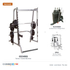Body-Solid GS348Q Smith System with GPA3 + GLA348 + 310lb Black Stack & Alu Pulley – package contents