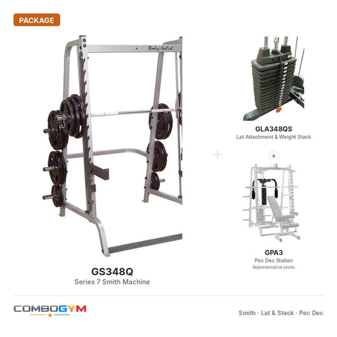 Body-Solid GS348Q Smith System with GPA3 + GLA348 + 310lb Black Stack & Alu Pulley