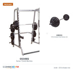 Body-Solid Series 7 Smith Machine with 255 lb Rubber Olympic Set – package contents