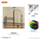 Body-Solid SMR1000 Multi Squat Rack Kit + OB86PBS + 260lb. Rubber Bumper set – package contents