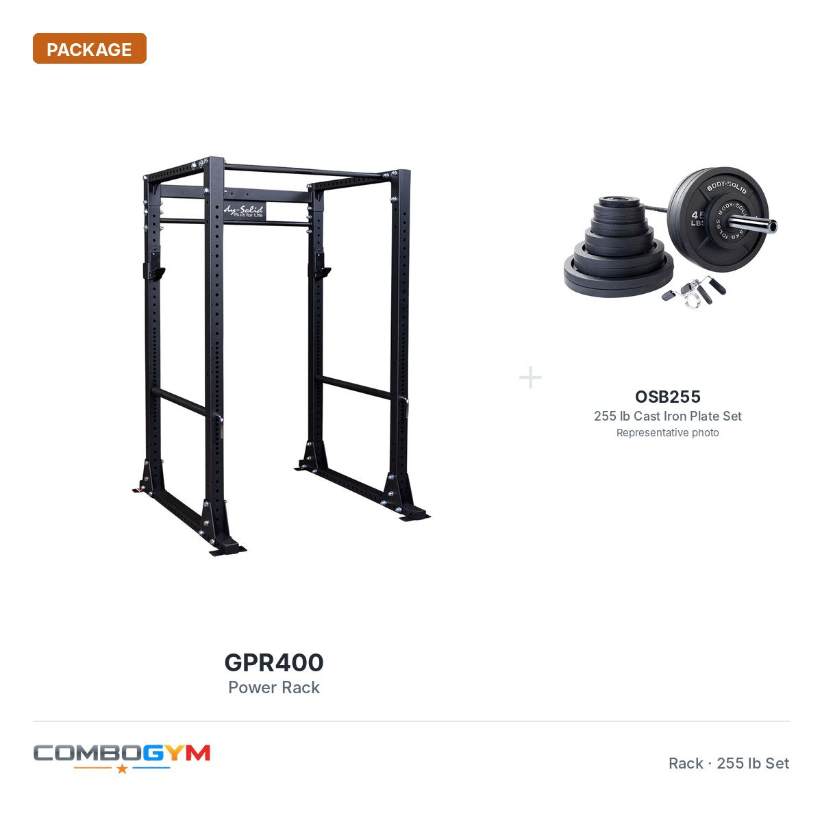 GPR400 power rack with 255 lb cast iron plate set