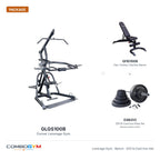 GLGS100B corner leverage gym package with GFID100B bench and 255 lb cast iron plate set