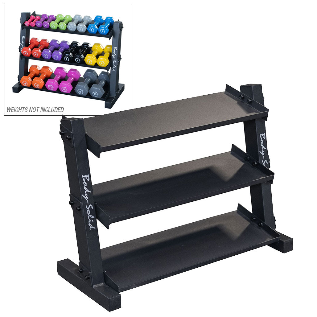 Body-Solid GDR34B 3 Tier Horizontal 34" Vinyl or Neoprene Dumbbell Rack, view 5