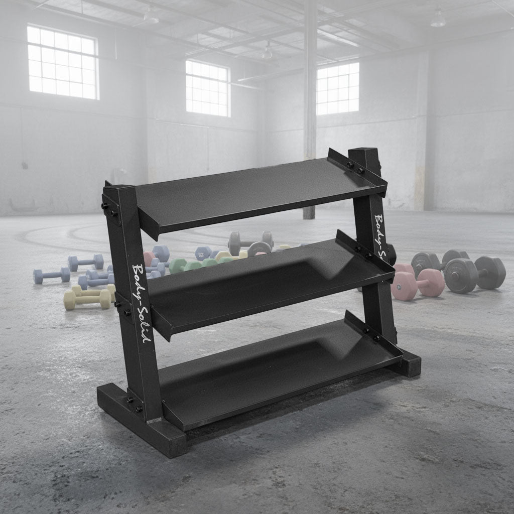 Body-Solid GDR34B 3 Tier Horizontal 34" Vinyl or Neoprene Dumbbell Rack, view 4