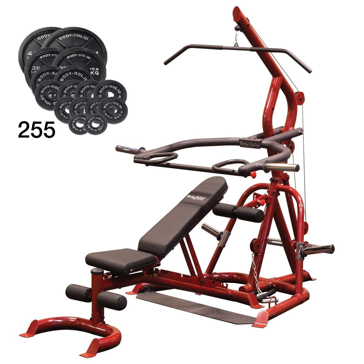Body-Solid GLGS100P4 Corner Leverage Gym Pack w/ Cast Iron Weight Plates