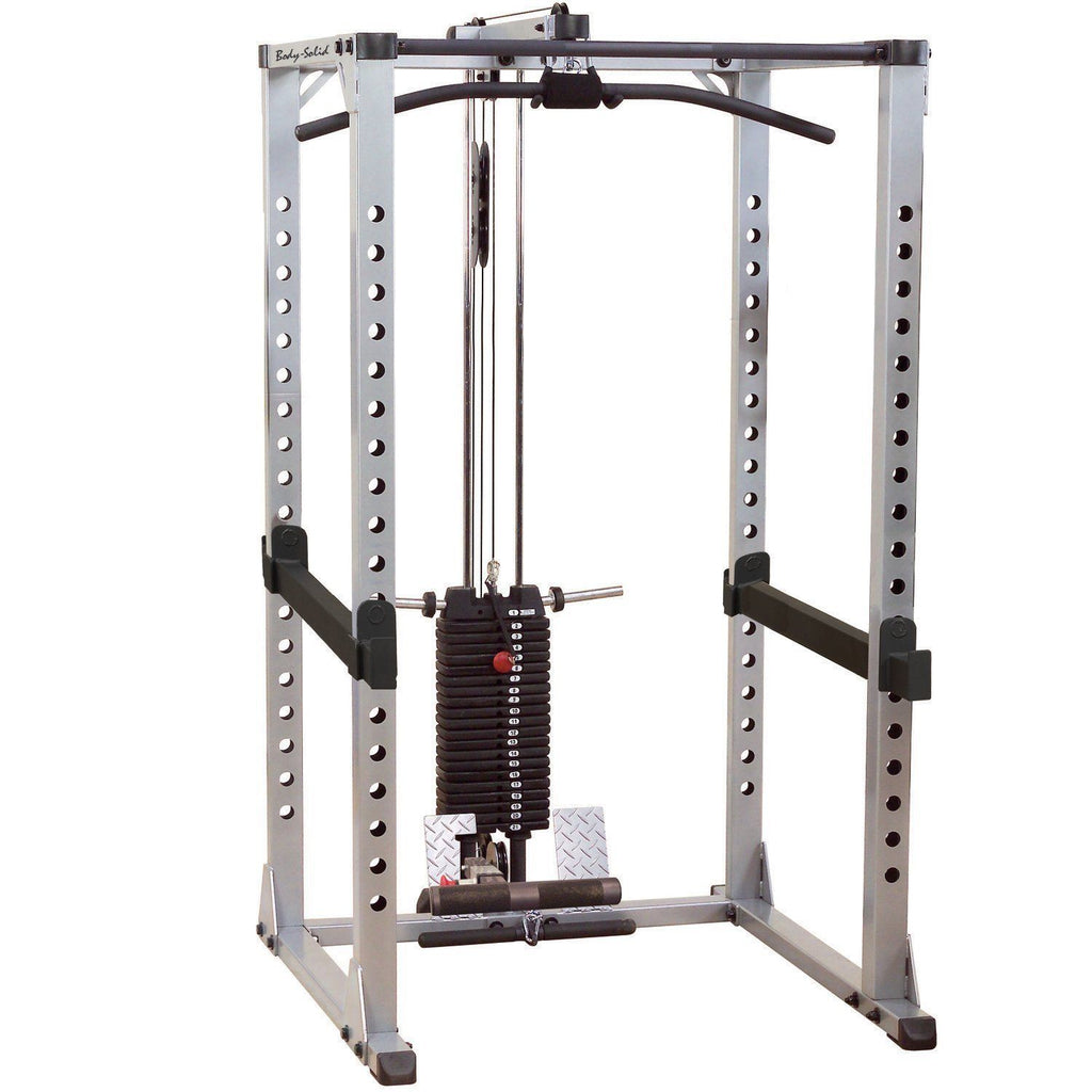 Body-Solid GPR378 power rack with GLA378 lat attachment