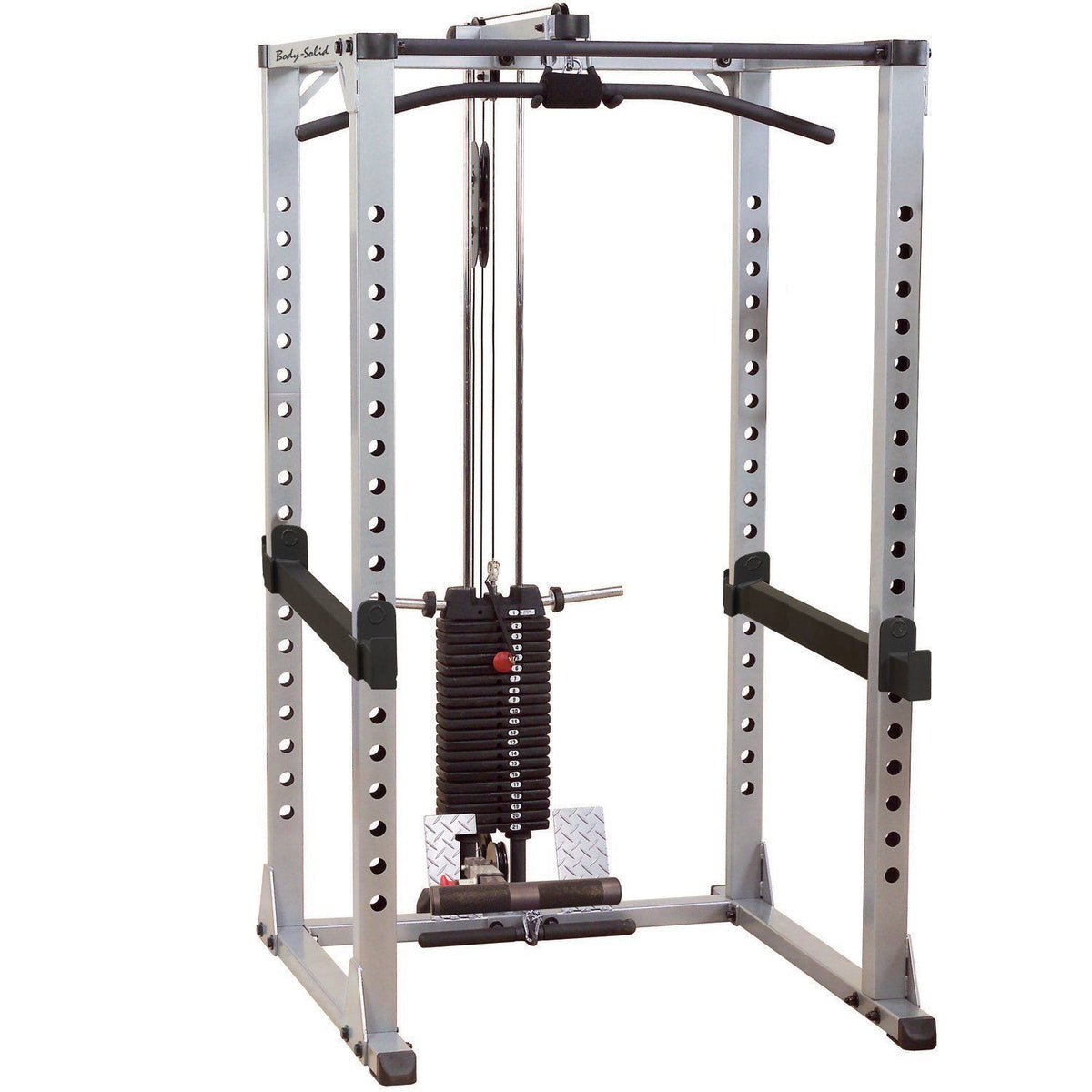 Body-Solid GPR378 power rack with GLA378 lat attachment