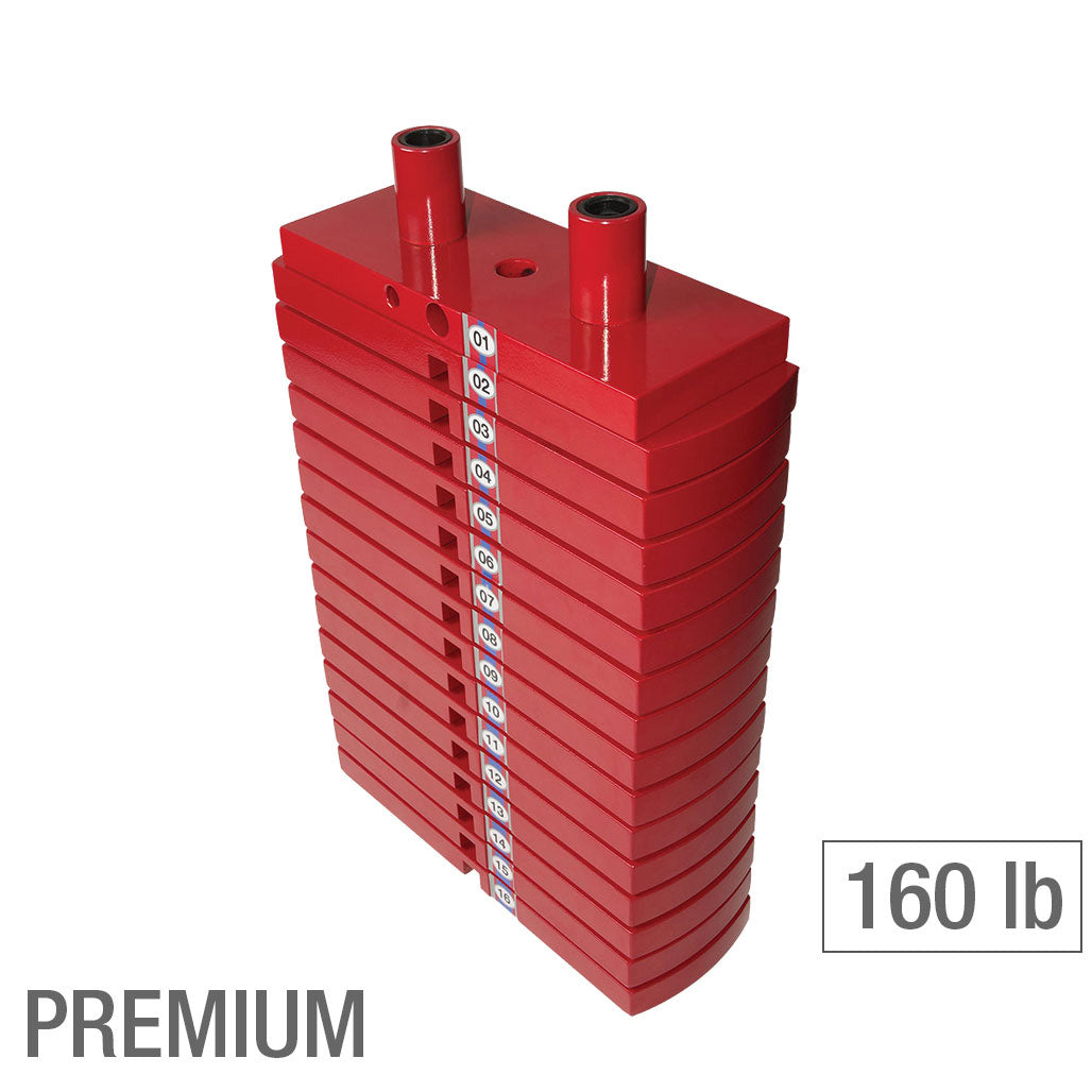 Body-Solid HP150 Premium Red Steel Weight Stack 150 lb, 15 x 10 lb Plates and Top Plate, view 2