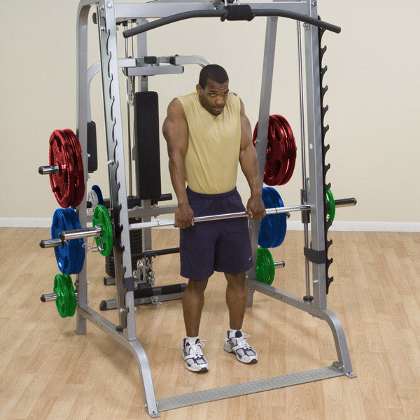 BodySolid GS348Q Series 7 Smith Machine with COLORED Rubber Grip Olympic Set