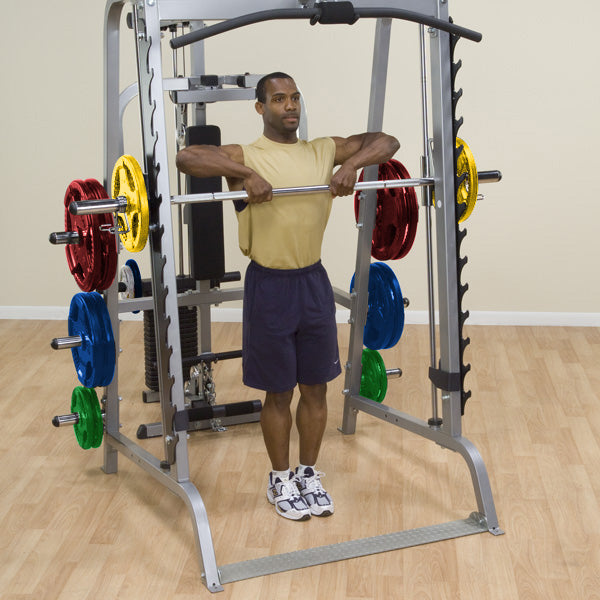BodySolid GS348Q Series 7 Smith Machine with COLORED Rubber Grip Olympic Set