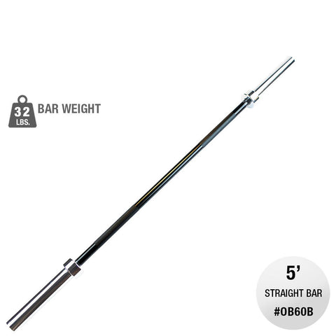 Body-Solid OB60B Oly Bar-5 feet, Black - 30mm grip -space between collars 37"