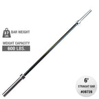 Body-Solid OB72B Oly Bar-6 feet. Black - 30mm grip -space between collars 46"