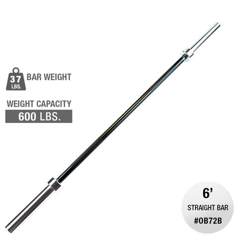 Body-Solid OB72B Oly Bar-6 feet. Black - 30mm grip -space between collars 46"