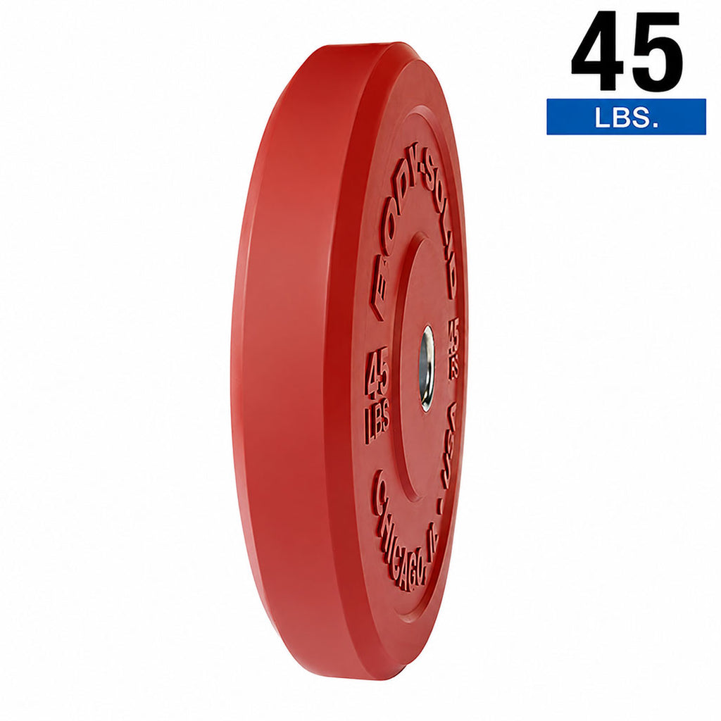 Body-Solid OBPXC45 Chicago Extreme Red Bumper Plate 45 lb (Pair), view 3