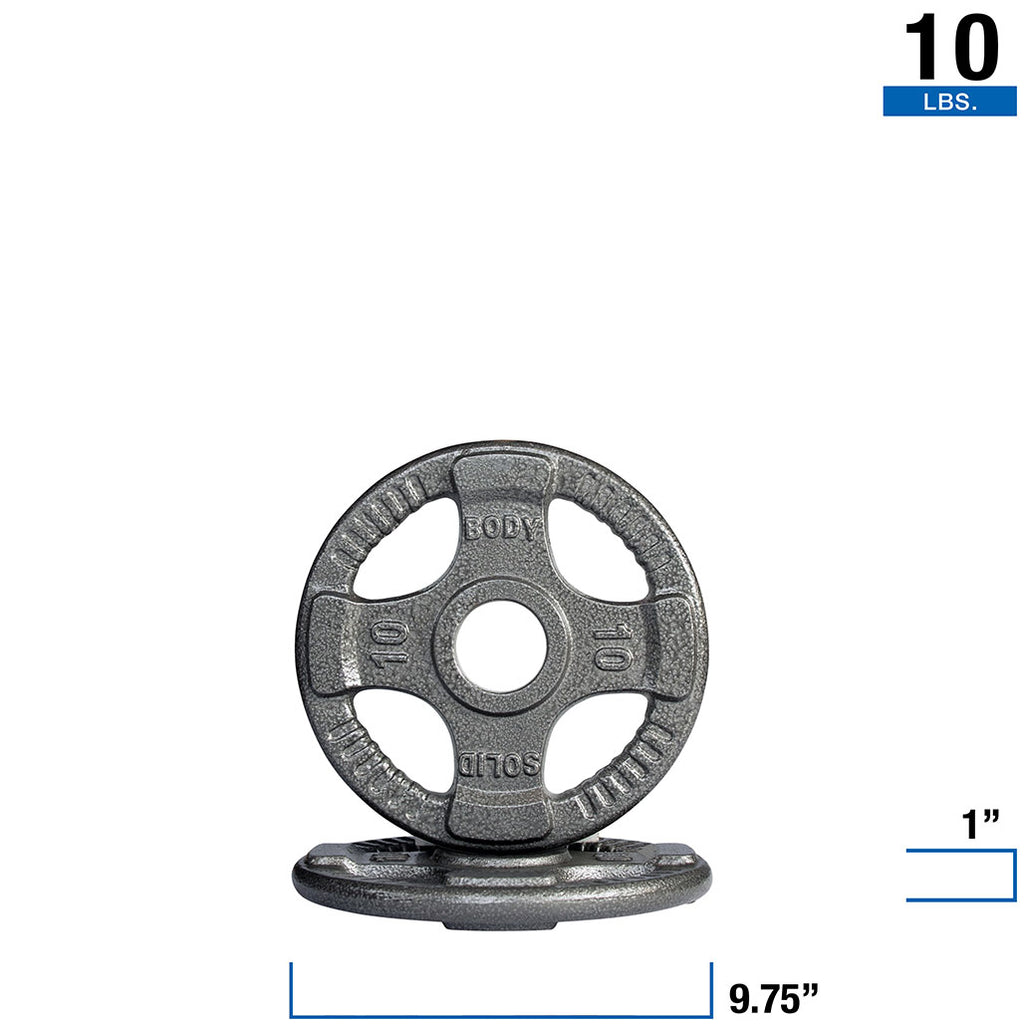 Body-Solid OPT10 Gray Cast Grip Plate 10lb, view 3
