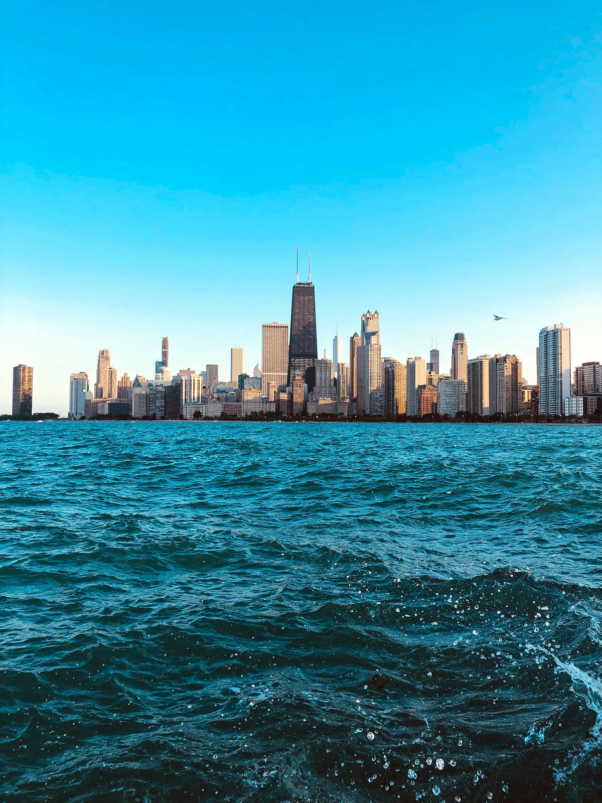 Chicago skyline across Lake Michigan, Illinois