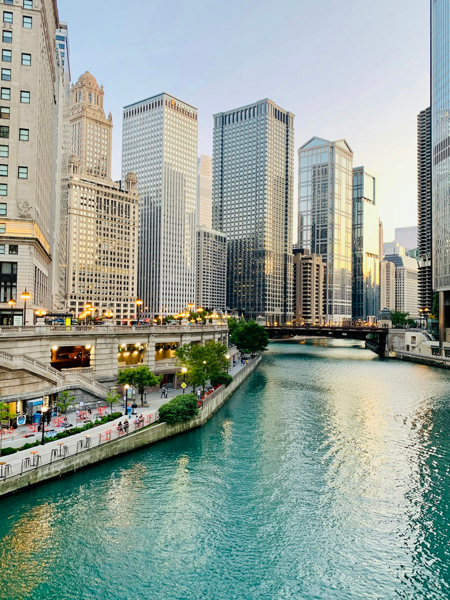 Chicago River and downtown buildings