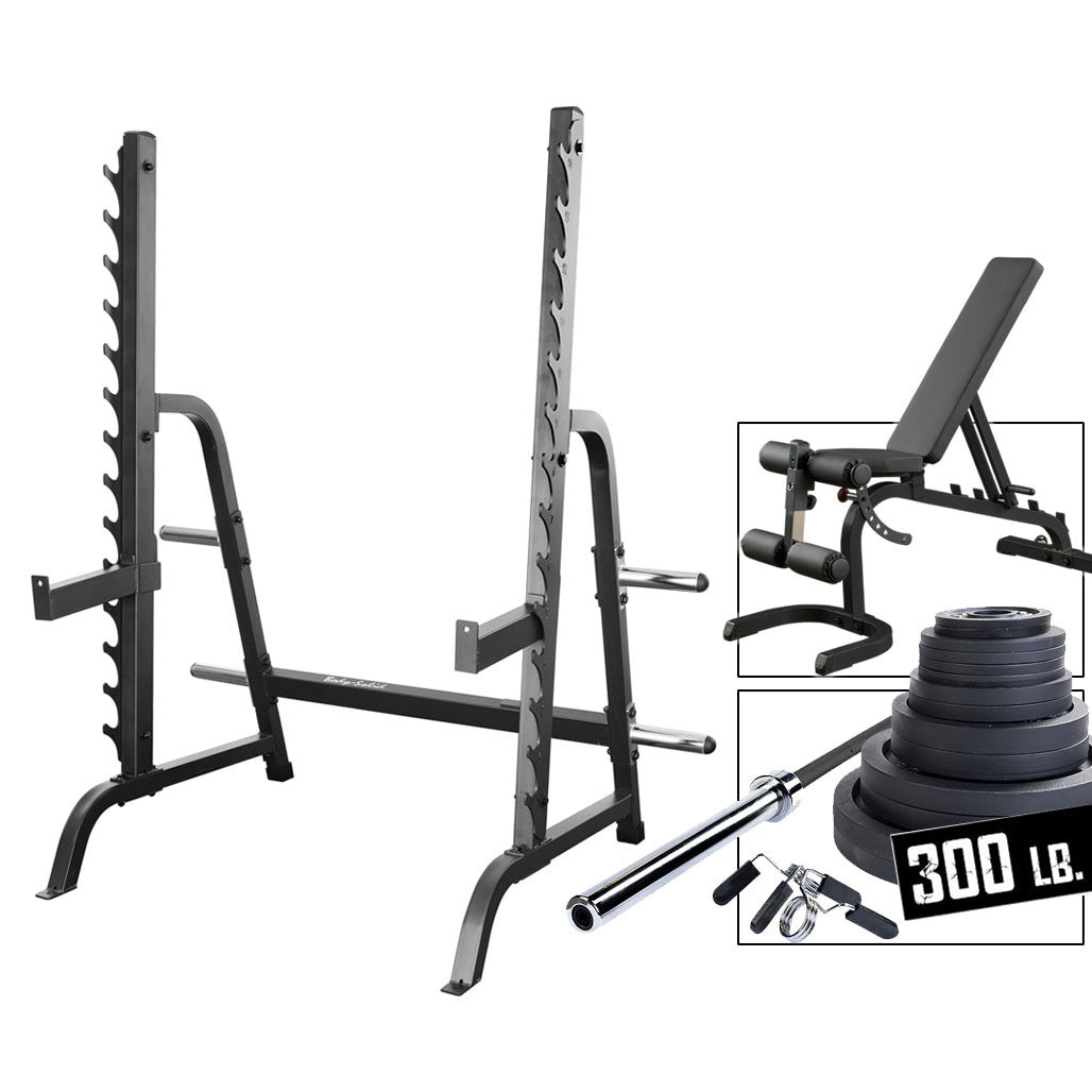 Body-Solid Olympic Press Rack Package with Bench and 300 lb Weight Set - photo 1